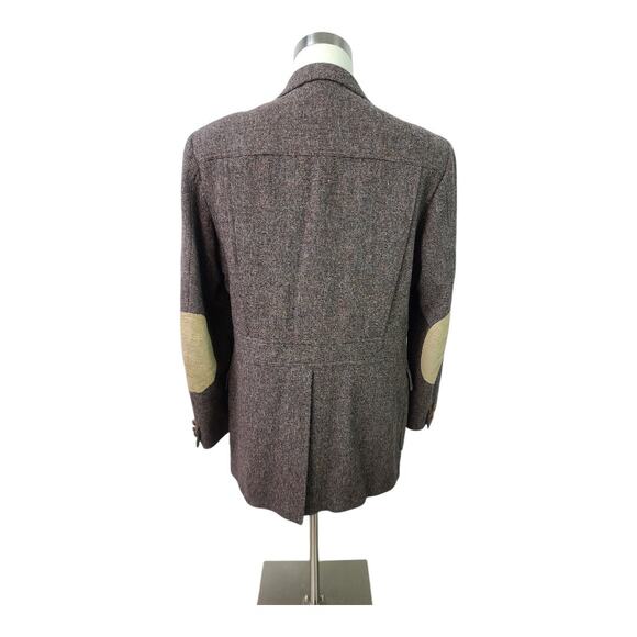 Pendleton Brown Taupe Tweed Vintage Lined Elbow Patch Blazer Jacket Coat 44 L - Picture 3 of 4